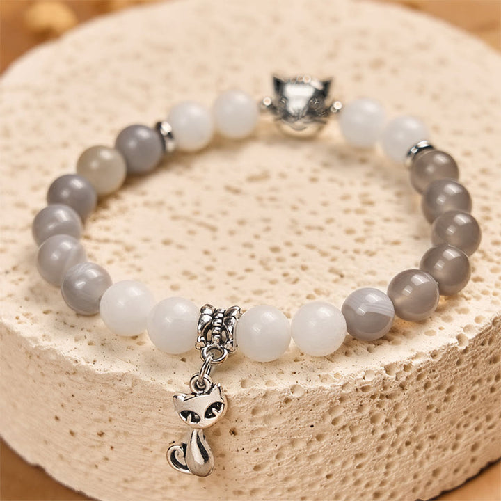 Buddha Stones Ragdoll Cat Gray Striped Agate Chalcedony Support Bracelet - image 2