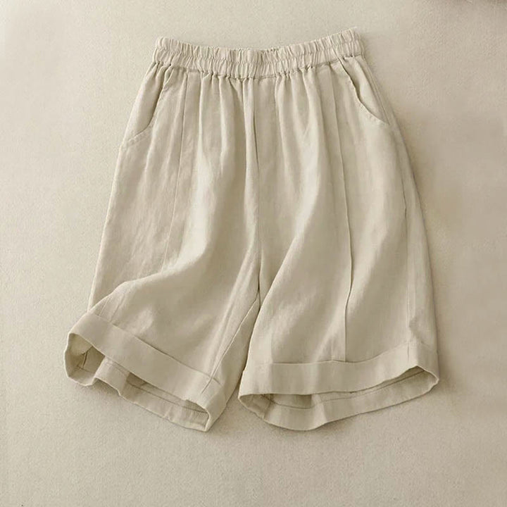 Buddha Stones Casual Solid Color Women's Cotton Shorts With Pockets - Linen - US12，UK/AU16，EU44 (4XL) - image 7