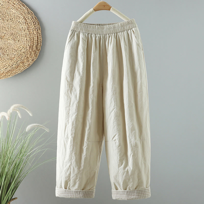 Buddha Stones Winter Plain Women's Harem Cotton Ankle-Length Pants With Pockets - Beige - US8-10，UK/AU12-14，EU40-42 (2XL) - image 7