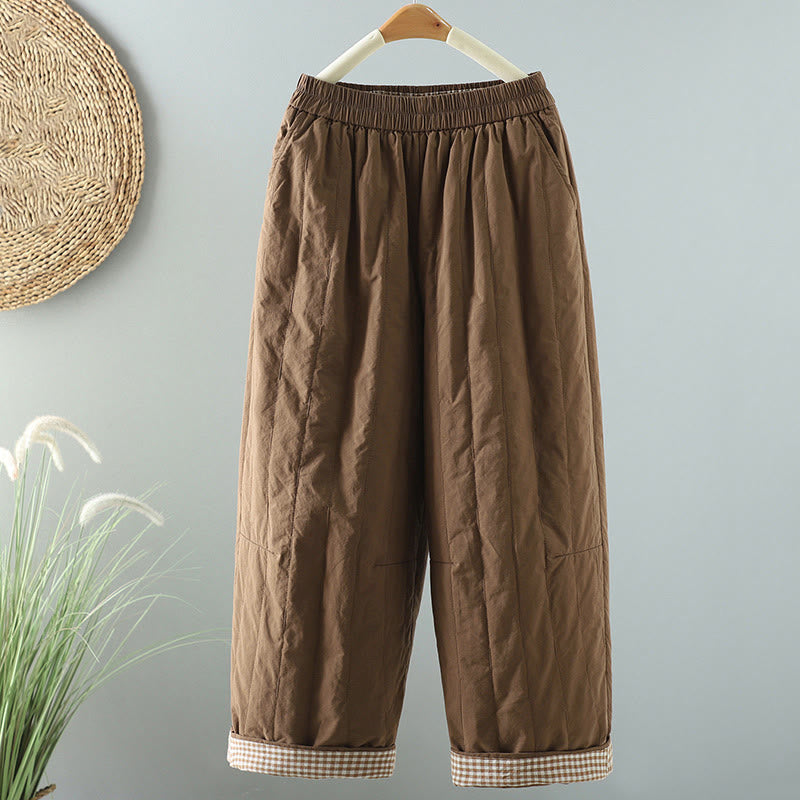 Buddha Stones Winter Plain Women's Harem Cotton Ankle-Length Pants With Pockets - Peru - US8-10，UK/AU12-14，EU40-42 (2XL) - image 18