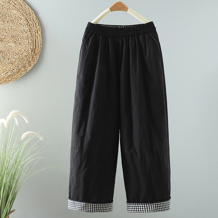 Buddha Stones Winter Plain Women's Harem Cotton Ankle-Length Pants With Pockets - Black - US8-10，UK/AU12-14，EU40-42 (2XL) - image 1