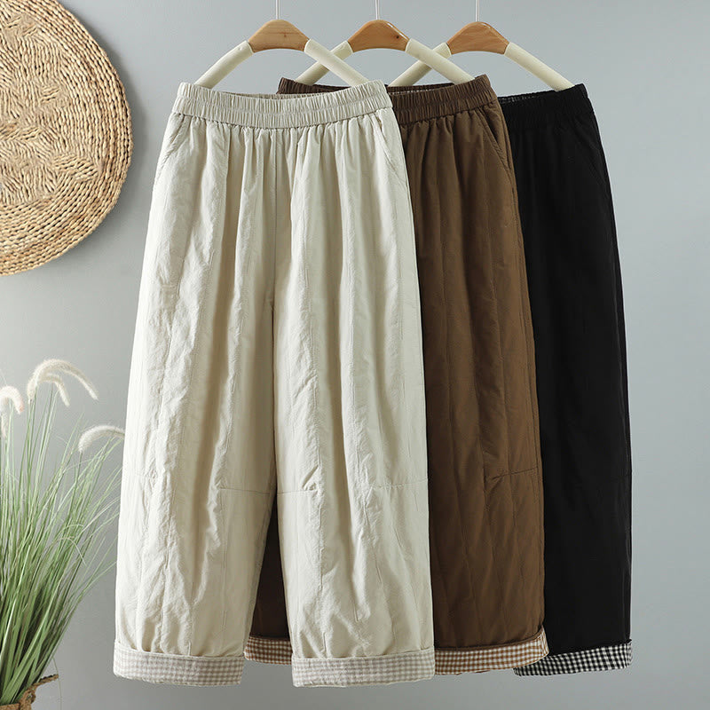 Buddha Stones Winter Plain Women's Harem Cotton Ankle-Length Pants With Pockets - image 24