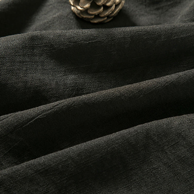 Buddha Stones Lace-Up Design Open Front Jacket Men's Cotton Linen Long Sleeve Kimono - image 4