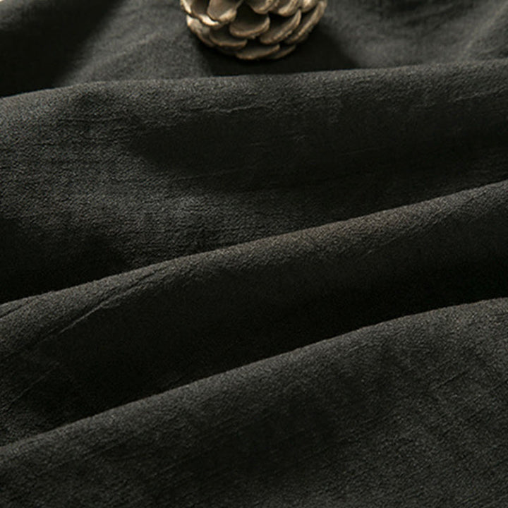 Buddha Stones Lace-Up Design Open Front Jacket Men's Cotton Linen Long Sleeve Kimono - image 4