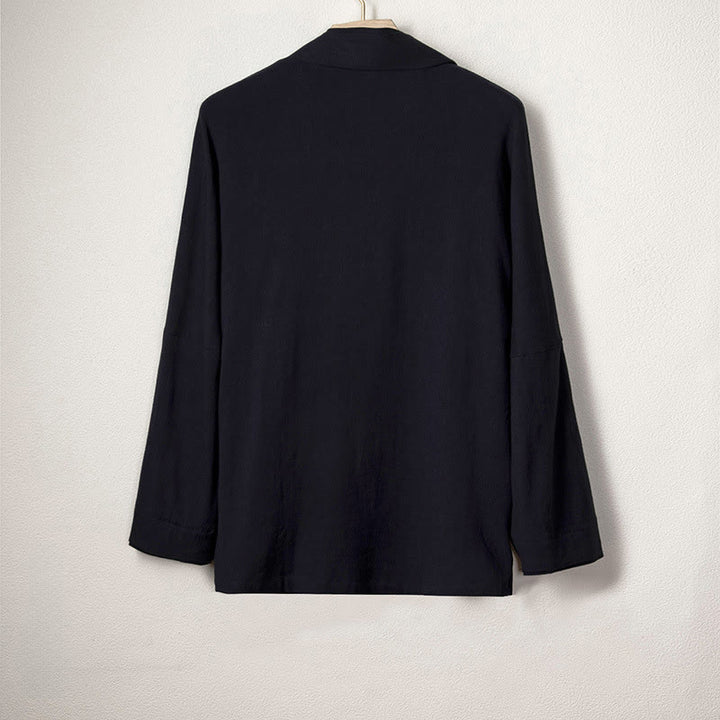 Buddha Stones Men's Plain Design Open Front Jacket Cotton Linen Long Sleeve Kimono - image 3