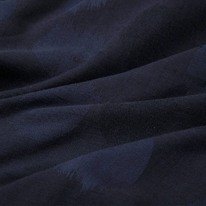Buddha Stones Jacquard Button Men's Cotton Linen Long Sleeve Fleece-Lined Jacket Shirt - image 5