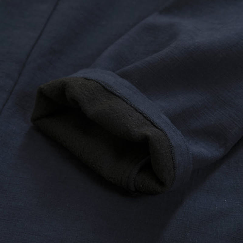 Buddha Stones Men's Plain Frog-Button Design Open Front Fleece-Lined Cotton Linen Jacket Kimono - image 6