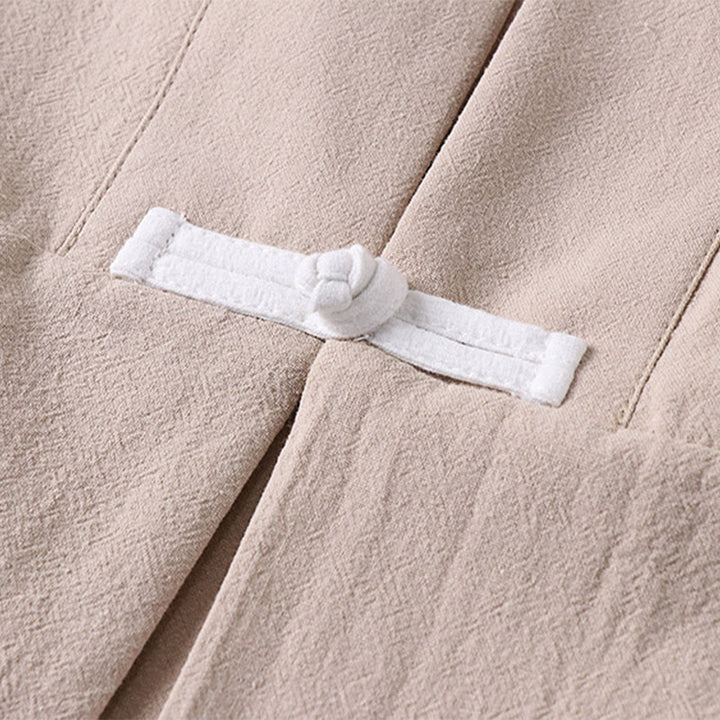 Buddha Stones Long Sleeve Buttons Design Men's Open Front Cotton Linen Jacket Kimono With Pockets - image 8