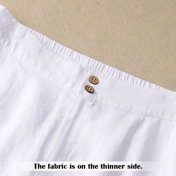 Buddha Stones Summer Casual Simple Design Linen Women's Wide Leg Pants With Zipper Pockets - image 7