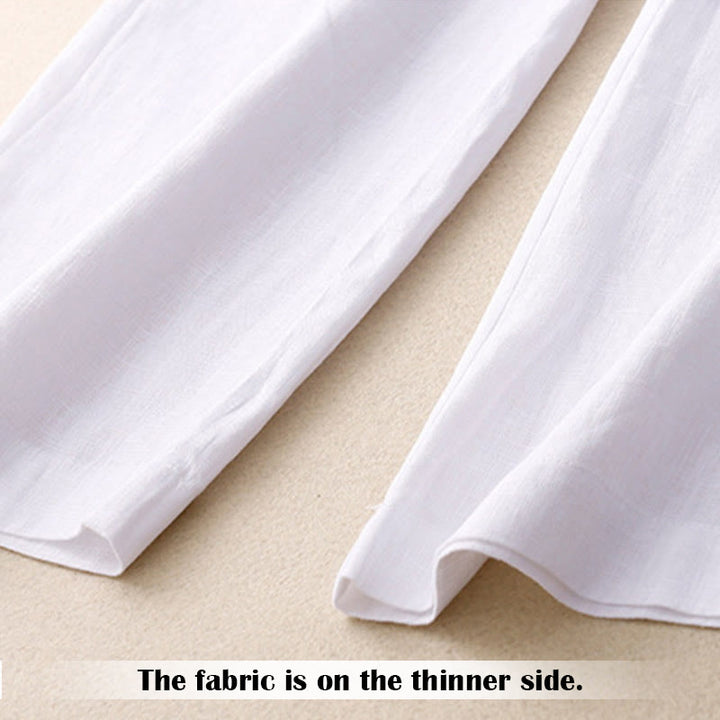 Buddha Stones Summer Casual Simple Zipper Design Linen Women's Wide Leg Pants With Pockets - image 9