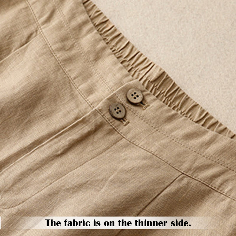 Buddha Stones Summer Casual Simple Design Linen Women's Wide Leg Pants With Zipper Pockets - image 39