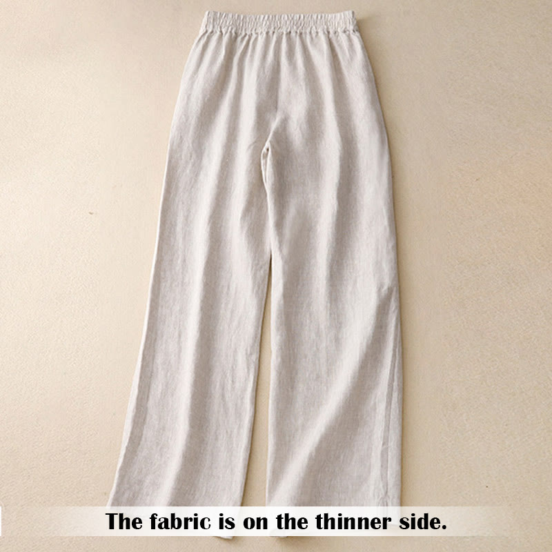 Buddha Stones Summer Casual Simple Design Linen Women's Wide Leg Pants With Zipper Pockets - image 12