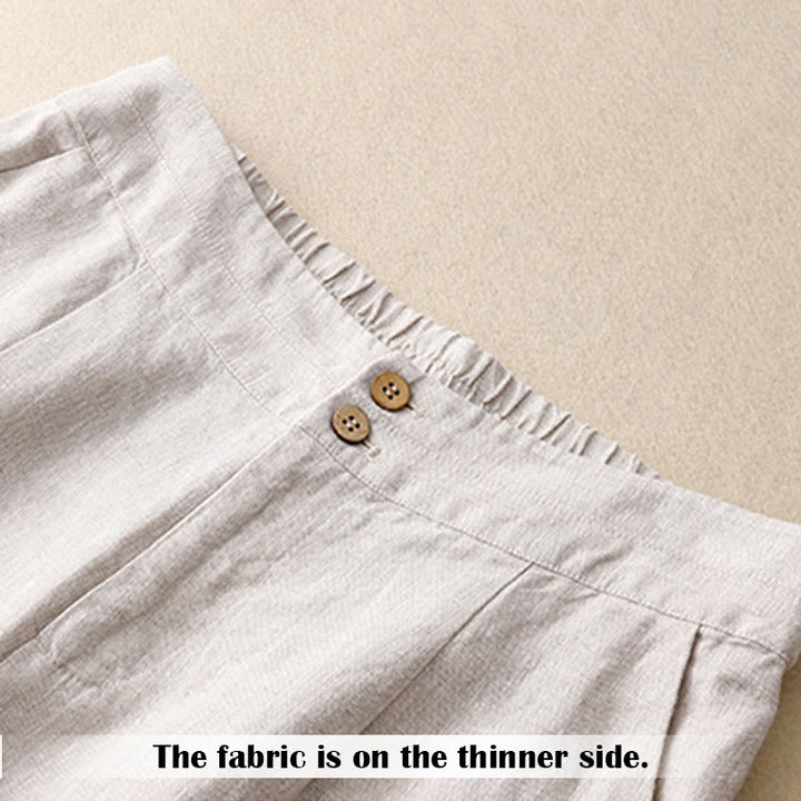 Buddha Stones Summer Casual Simple Zipper Design Linen Women's Wide Leg Pants With Pockets - image 12