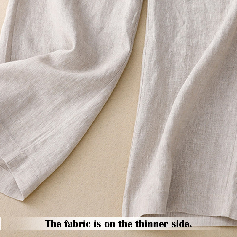 Buddha Stones Summer Casual Simple Design Linen Women's Wide Leg Pants With Zipper Pockets - image 16