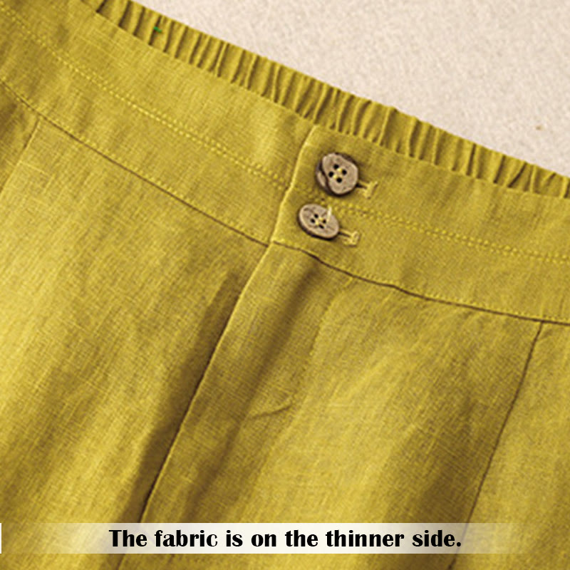 Buddha Stones Summer Casual Simple Design Linen Women's Wide Leg Pants With Zipper Pockets - image 52
