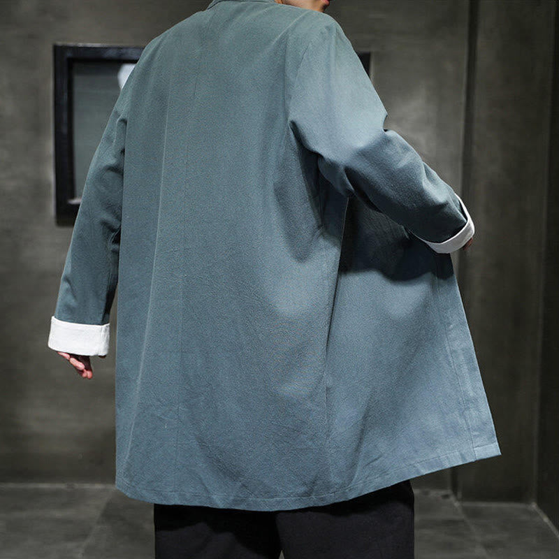 Buddha Stones Spring Long Sleeve Open Front Men's Cotton Linen Zen Jacket Kimono - image 19