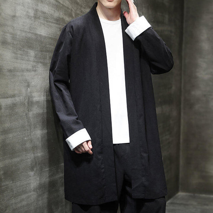Buddha Stones Spring Long Sleeve Open Front Men's Cotton Linen Zen Jacket Kimono - image 13