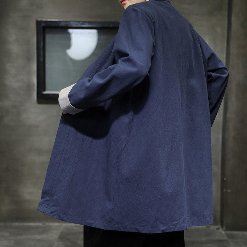 Buddha Stones Spring Long Sleeve Open Front Men's Cotton Linen Zen Jacket Kimono - image 2