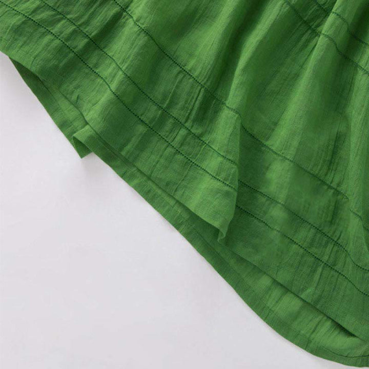 Buddha Stones Summer V-Neck Design Half Sleeve Cotton Midi Dress - image 7