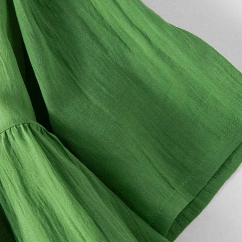 Buddha Stones Summer V-Neck Design Half Sleeve Cotton Midi Dress - image 11