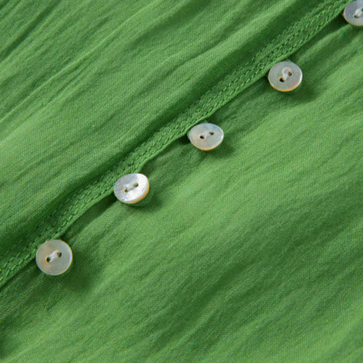 Buddha Stones Summer V-Neck Design Half Sleeve Cotton Midi Dress - image 2