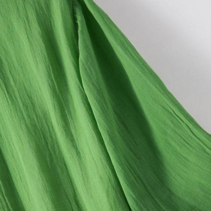 Buddha Stones Summer V-Neck Design Half Sleeve Cotton Midi Dress - image 14