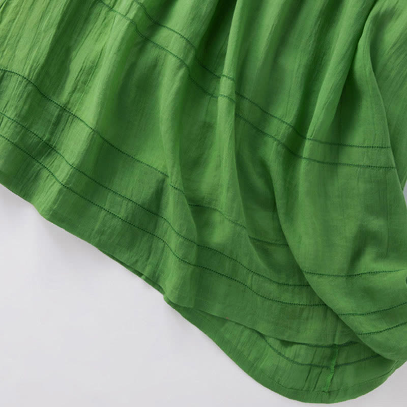 Buddha Stones Summer V-Neck Design Half Sleeve Cotton Midi Dress - image 13