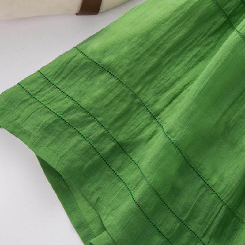 Buddha Stones Summer V-Neck Design Half Sleeve Cotton Midi Dress - image 9