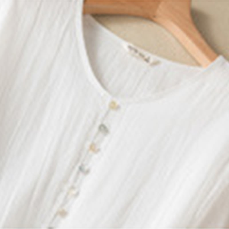 Buddha Stones Summer V-Neck Design Half Sleeve Cotton Midi Dress - image 26