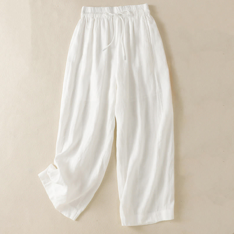 Buddha Stones Commute Plain Design Drawstring Women's Wide Leg Pants With Pockets - White - US8-10，UK/AU12-14，EU40-42 (2XL) - image 28