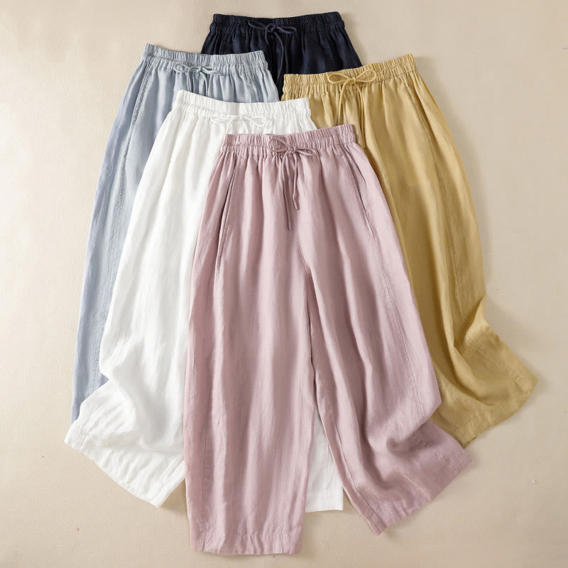 Buddha Stones Commute Plain Design Drawstring Women's Wide Leg Pants With Pockets - image 34