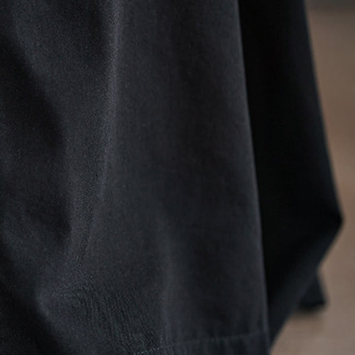 Buddha Stones Retro Leg Opening Slit Design Cotton Women's Wide Leg Pants With Pockets - image 17