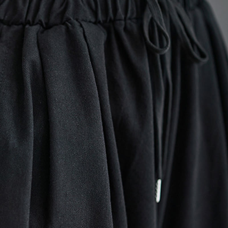 Buddha Stones Retro Leg Opening Slit Design Cotton Women's Wide Leg Pants With Pockets - image 14