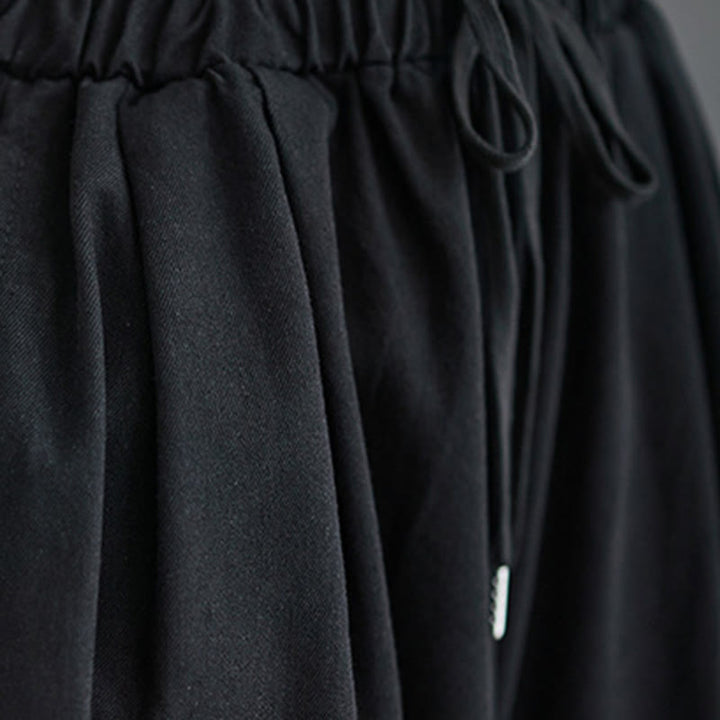 Buddha Stones Retro Leg Opening Slit Design Cotton Women's Wide Leg Pants With Pockets - image 14