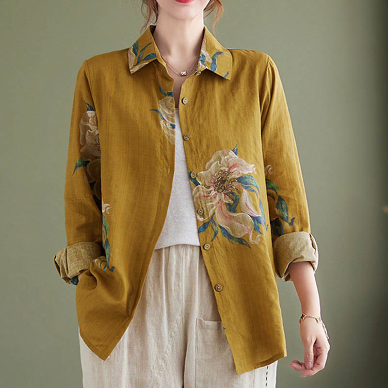 Buddha Stones Literary Artistic Flower Print Cotton Clothing - image 11