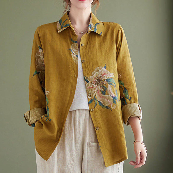 Buddha Stones Literary Artistic Flower Print Cotton Clothing - image 11