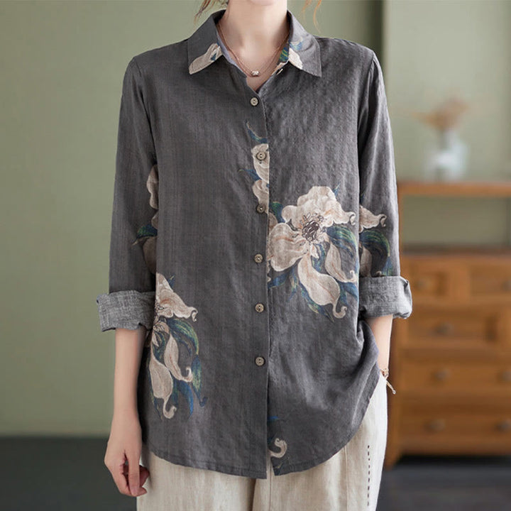 Buddha Stones Literary Artistic Flower Print Cotton Clothing - image 25