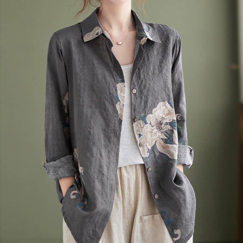 Buddha Stones Literary Artistic Flower Print Cotton Clothing - image 24