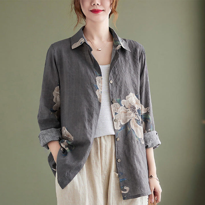 Buddha Stones Literary Artistic Flower Print Cotton Clothing - image 22