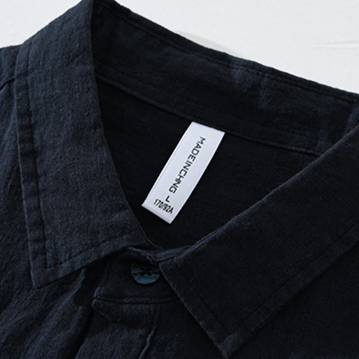 Buddha Stones Solid Color Loose Long Sleeve Half Button Shirt Linen Men Clothing - image 12