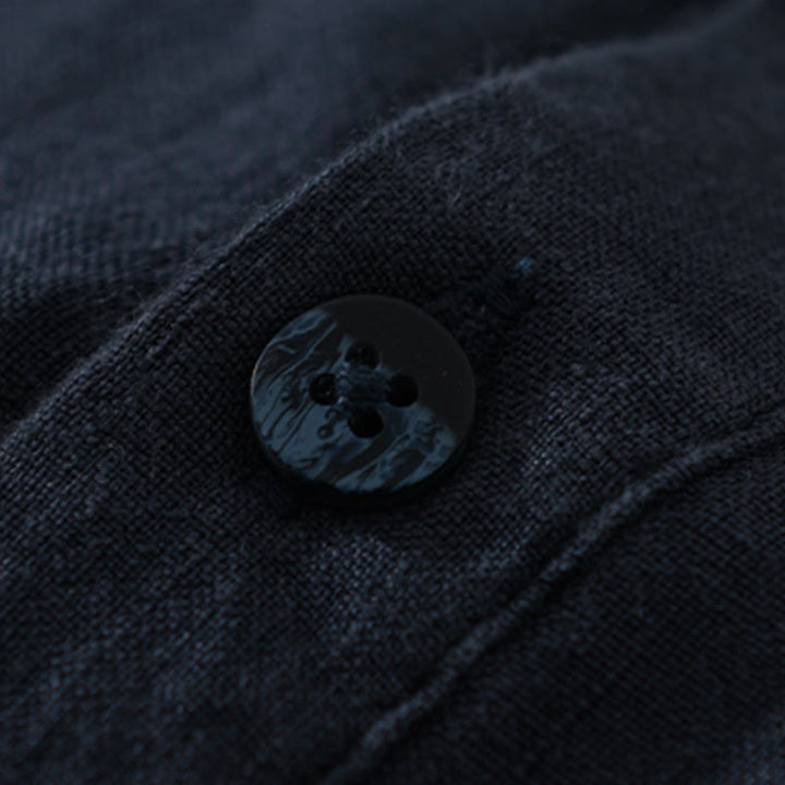 Buddha Stones Solid Color Loose Long Sleeve Half Button Shirt Linen Men Clothing - image 13