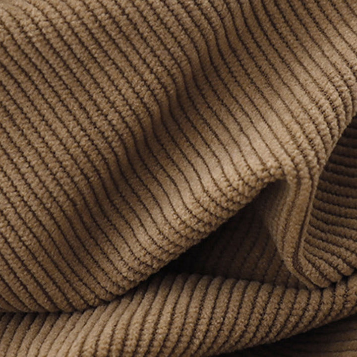 Buddha Stones Casual Tan Cotton Linen Corduroy Puff Long Sleeve Midi Dress - image 11