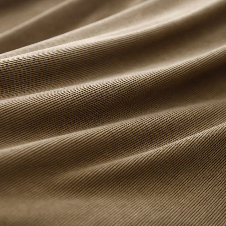 Buddha Stones Casual Tan Cotton Linen Corduroy Puff Long Sleeve Midi Dress - image 13