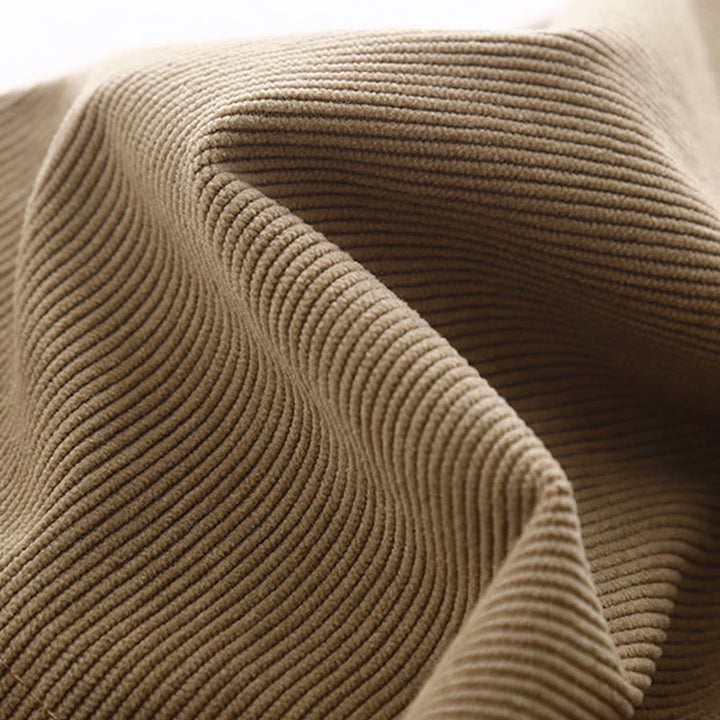 Buddha Stones Casual Tan Cotton Linen Corduroy Puff Long Sleeve Midi Dress - image 7