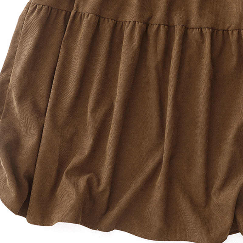 Buddha Stones Button Design Corduroy Peter Pan Collar Long Sleeve Midi Dress With Pockets - image 11