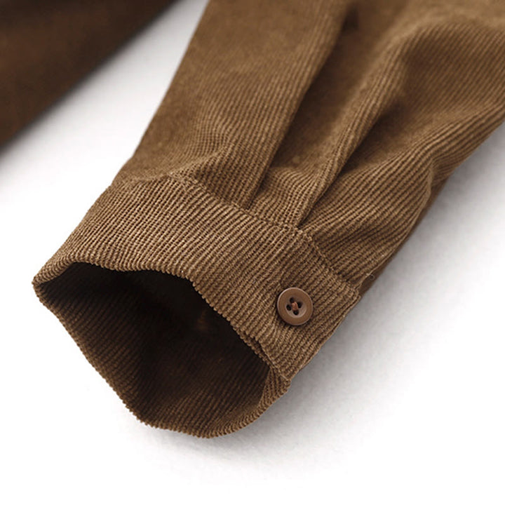 Buddha Stones Button Design Cotton Corduroy Peter Pan Collar Long Sleeve Midi Dress With Pockets - image 10