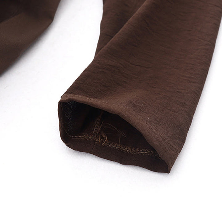 Buddha Stones Spring Plain Lapel Long Sleeve Midi Dress With Pockets - image 4