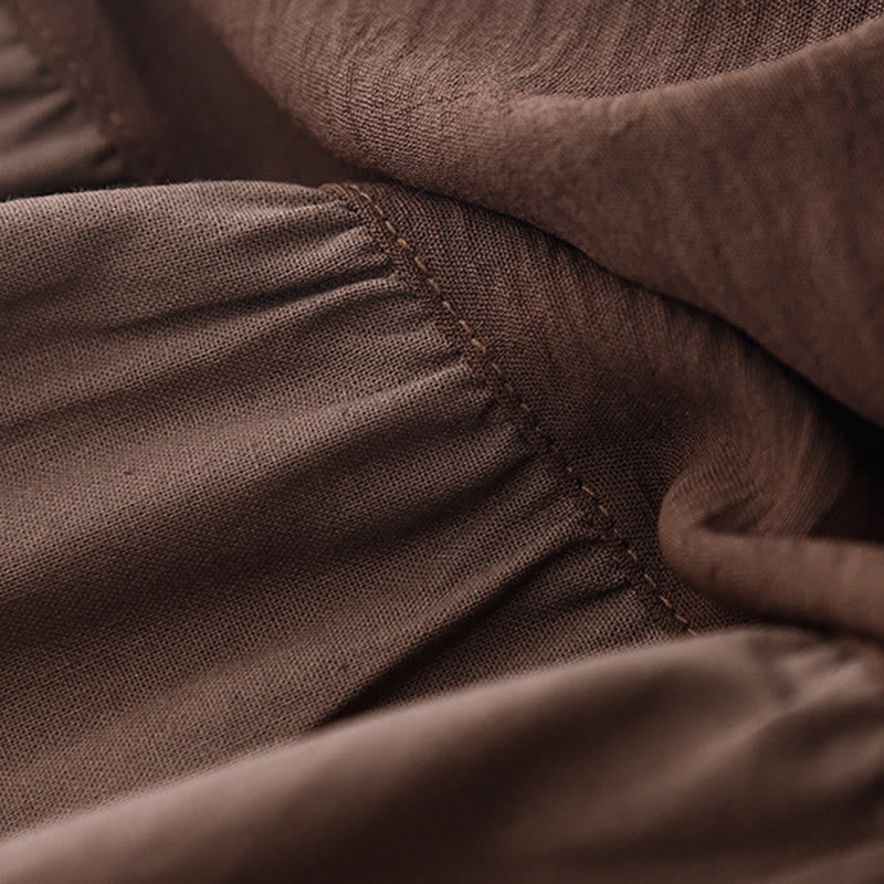 Buddha Stones Spring Plain Lapel Long Sleeve Midi Dress With Pockets - image 2