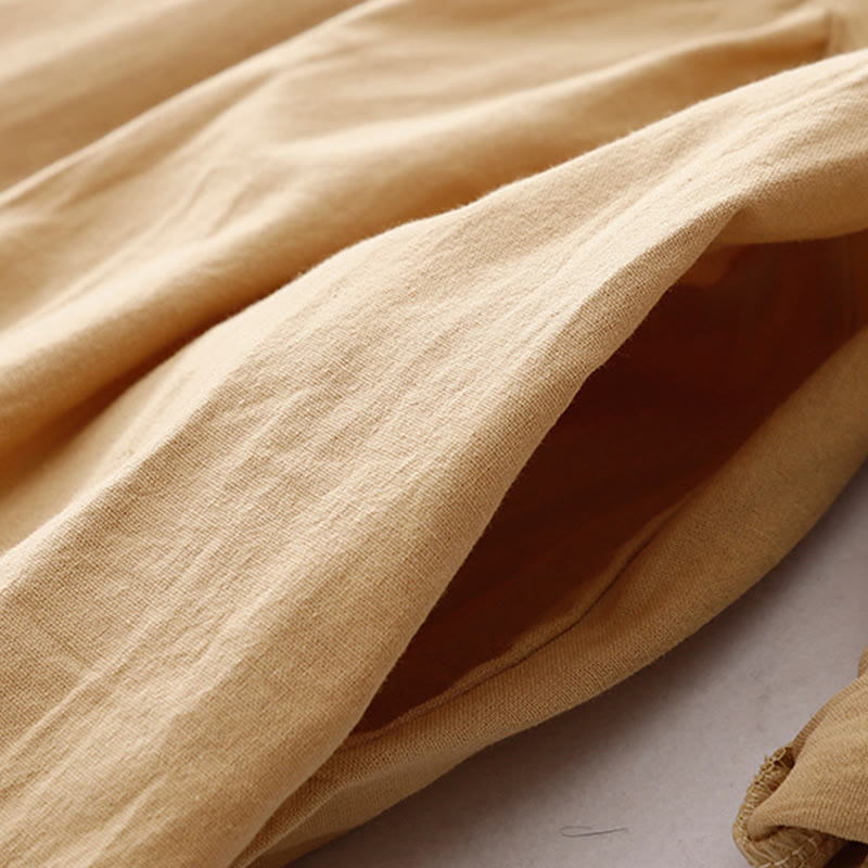 Buddha Stones Spring Plain Lapel Long Sleeve Midi Dress With Pockets - image 15