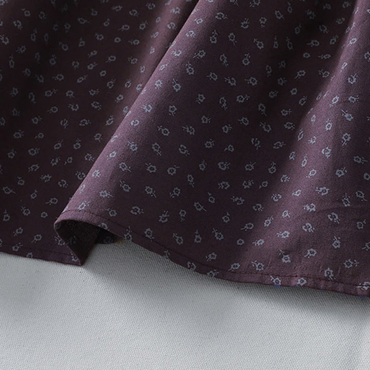 Buddha Stones Printing Floral Accordion Pleats Cotton Linen Long Sleeve Midi Dress With Pockets - image 15